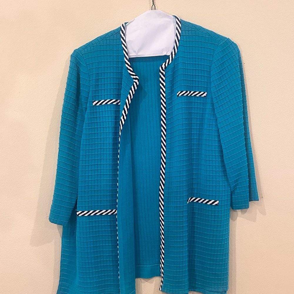 Ming Wang Turquoise Textured Blazer